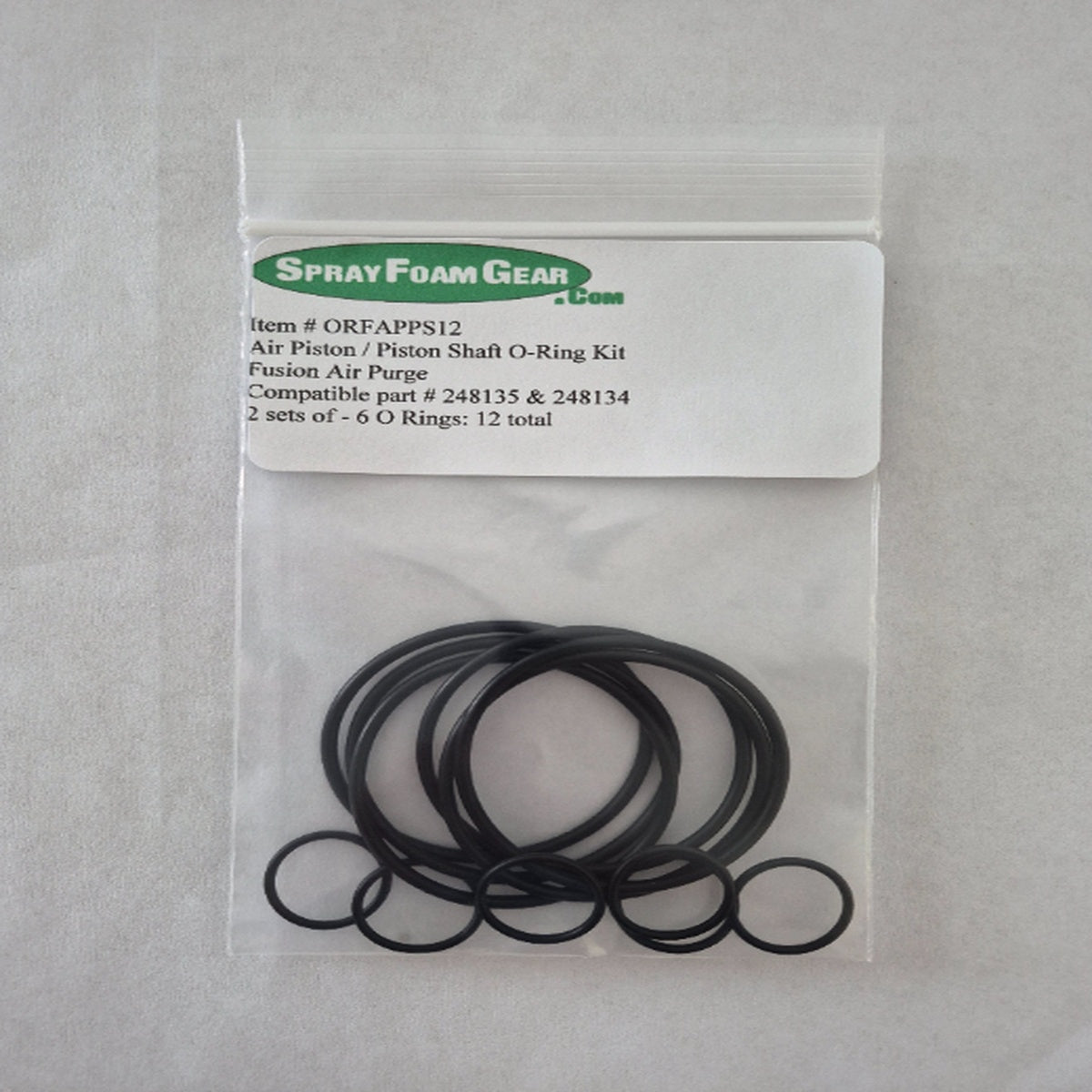 Fusion Air Purge Air Piston/Piston Shaft O Ring Kit 248135 & 248134 12 O Rings